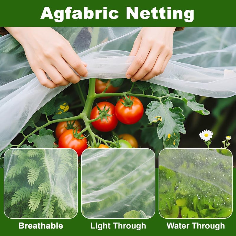 Agfabric Garden Netting 16'x30' Insect Pest Barrier Bird Netting for Garden Protection,Row Cover Mesh Netting for Vegetables Fruit Trees and Plants,White - Image 3